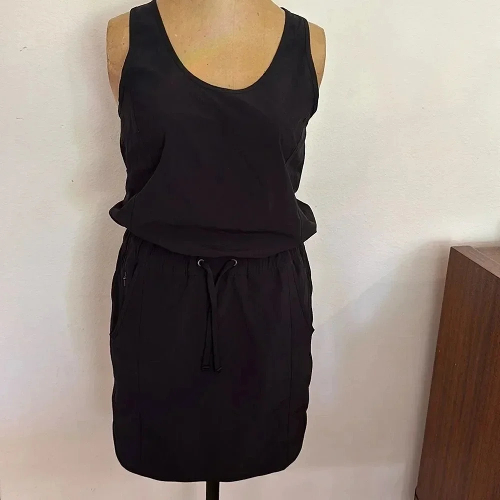 Patagonia Black Sleeveless Drawstring Waist Dress